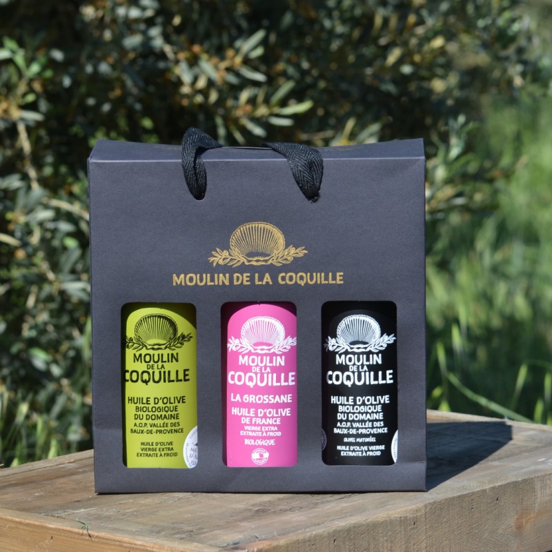 Coffret 3 bouteilles d’huile d’olive : le cadeau idéal à personnaliser